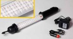 Torcia da officina a 60 LED con gancio, ricaribile con trasformatore 220V e alimentatore da presa accendisigari inclusi
